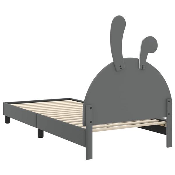 Grote foto vidaxl bedframe voor kinderen met hoofdbord lichtgrijs 90 x 190 cm pu antiek en kunst stoelen en banken