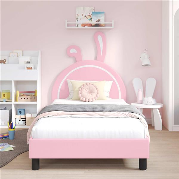 Grote foto vidaxl bedframe voor kinderen met hoofdbord roze 80 x 200 cm pu antiek en kunst stoelen en banken