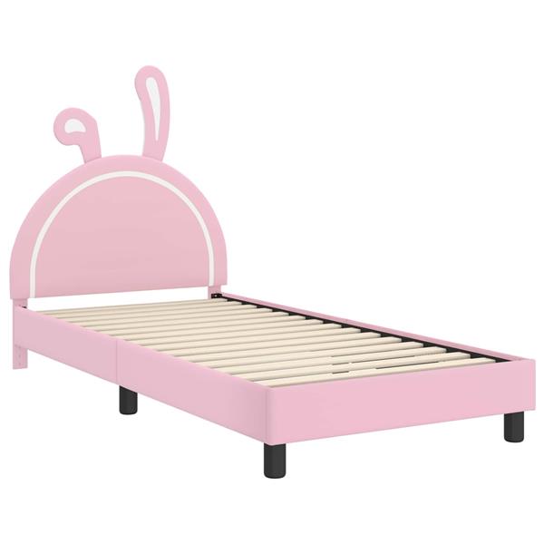 Grote foto vidaxl bedframe voor kinderen met hoofdbord roze 80 x 200 cm pu antiek en kunst stoelen en banken