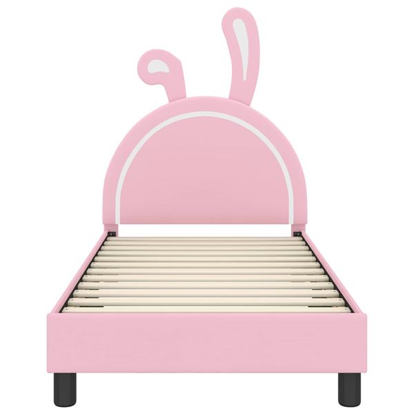 Grote foto vidaxl bedframe voor kinderen met hoofdbord roze 80 x 160 cm pu antiek en kunst stoelen en banken