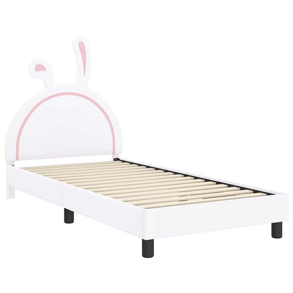 Grote foto vidaxl bedframe voor kinderen met hoofdbord wit 80 x 200 cm pu antiek en kunst stoelen en banken