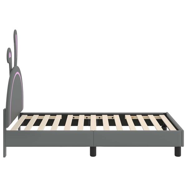 Grote foto vidaxl bedframe voor kinderen met hoofdbord lichtgrijs 80 x 160 cm pu antiek en kunst stoelen en banken
