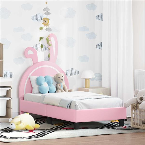 Grote foto vidaxl peuterbedframe met hoofdbord met hoofdeinde roze 70 x 140 cm pu antiek en kunst stoelen en banken