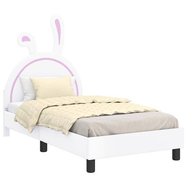 Grote foto vidaxl bedframe voor kinderen met hoofdbord wit 80 x 160 cm pu antiek en kunst stoelen en banken