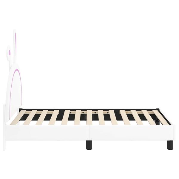 Grote foto vidaxl bedframe voor kinderen met hoofdbord wit 80 x 160 cm pu antiek en kunst stoelen en banken