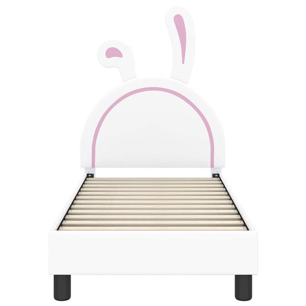 Grote foto vidaxl peuterbedframe met hoofdbord met hoofdeinde wit 70 x 140 cm pu antiek en kunst stoelen en banken