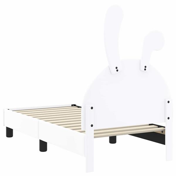 Grote foto vidaxl peuterbedframe met hoofdbord met hoofdeinde wit 70 x 140 cm pu antiek en kunst stoelen en banken