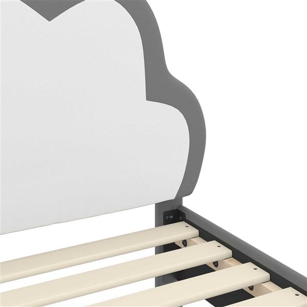 Grote foto vidaxl bedframe voor kinderen met hoofdbord lichtgrijs 90 x 200 cm pu antiek en kunst stoelen en banken