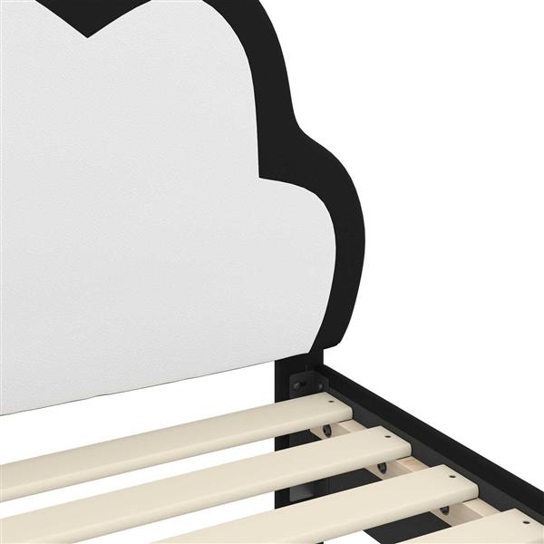 Grote foto vidaxl bedframe voor kinderen met hoofdbord zwart 90 x 190 cm pu antiek en kunst stoelen en banken