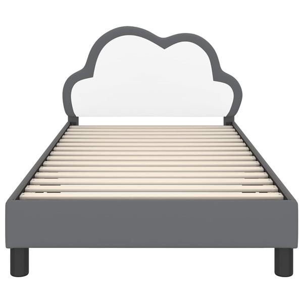 Grote foto vidaxl bedframe voor kinderen met hoofdbord lichtgrijs 90 x 190 cm pu antiek en kunst stoelen en banken