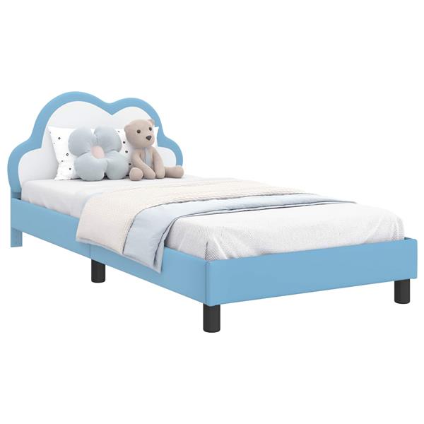 Grote foto vidaxl bedframe voor kinderen met hoofdbord blauw 80 x 200 cm pu antiek en kunst stoelen en banken