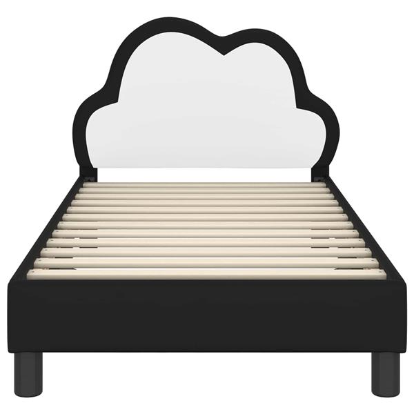 Grote foto vidaxl bedframe voor kinderen met hoofdbord zwart 80 x 160 cm pu antiek en kunst stoelen en banken