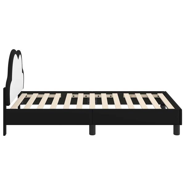 Grote foto vidaxl bedframe voor kinderen met hoofdbord zwart 80 x 160 cm pu antiek en kunst stoelen en banken