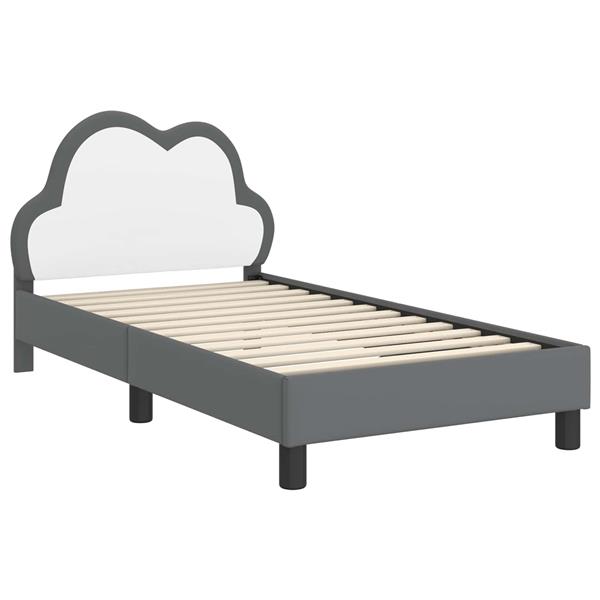 Grote foto vidaxl bedframe voor kinderen met hoofdbord lichtgrijs 80 x 160 cm pu antiek en kunst stoelen en banken