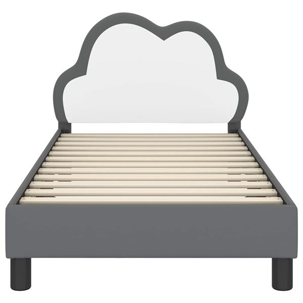 Grote foto vidaxl bedframe voor kinderen met hoofdbord lichtgrijs 80 x 160 cm pu antiek en kunst stoelen en banken