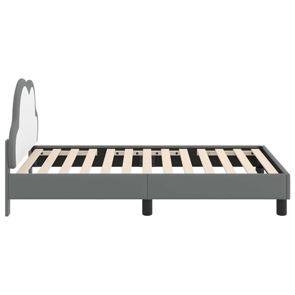 Grote foto vidaxl bedframe voor kinderen met hoofdbord lichtgrijs 80 x 160 cm pu antiek en kunst stoelen en banken