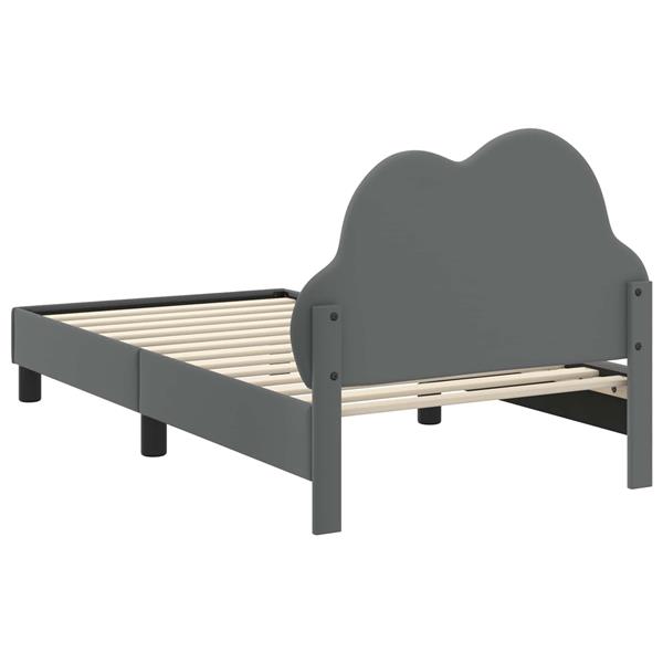 Grote foto vidaxl bedframe voor kinderen met hoofdbord lichtgrijs 80 x 160 cm pu antiek en kunst stoelen en banken