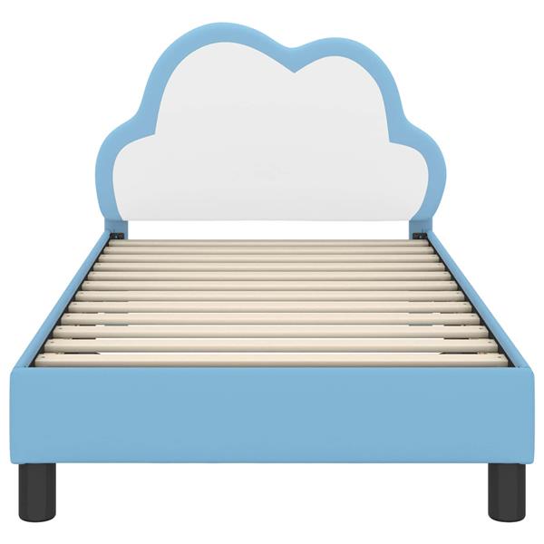Grote foto vidaxl bedframe voor kinderen met hoofdbord blauw 80 x 160 cm pu antiek en kunst stoelen en banken