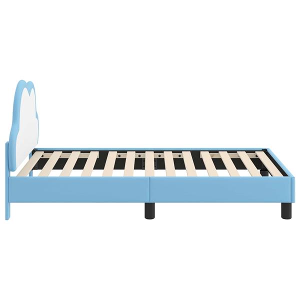 Grote foto vidaxl bedframe voor kinderen met hoofdbord blauw 80 x 160 cm pu antiek en kunst stoelen en banken