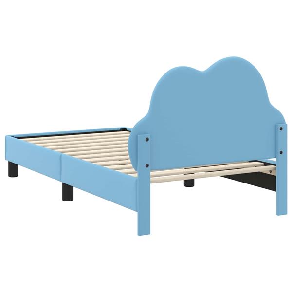 Grote foto vidaxl bedframe voor kinderen met hoofdbord blauw 80 x 160 cm pu antiek en kunst stoelen en banken