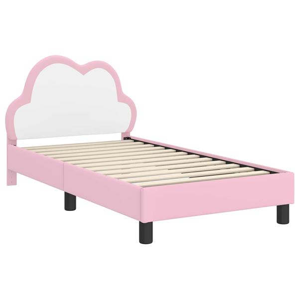 Grote foto vidaxl bedframe voor kinderen met hoofdbord roze 80 x 160 cm pu antiek en kunst stoelen en banken