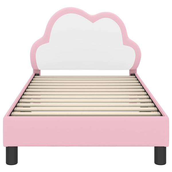 Grote foto vidaxl bedframe voor kinderen met hoofdbord roze 80 x 160 cm pu antiek en kunst stoelen en banken