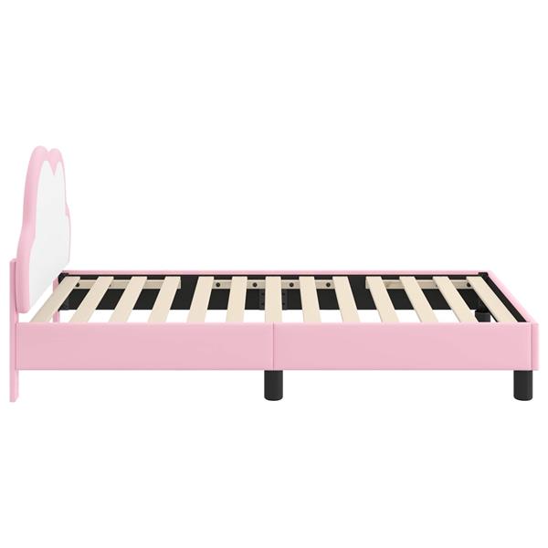 Grote foto vidaxl bedframe voor kinderen met hoofdbord roze 80 x 160 cm pu antiek en kunst stoelen en banken