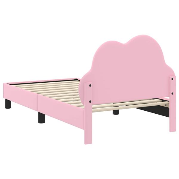Grote foto vidaxl bedframe voor kinderen met hoofdbord roze 80 x 160 cm pu antiek en kunst stoelen en banken