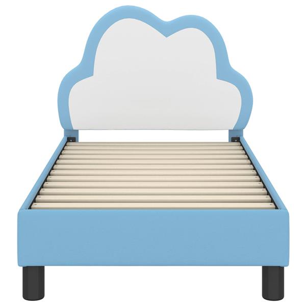 Grote foto vidaxl peuterbedframe met hoofdbord blauw 70 x 140 cm pu antiek en kunst stoelen en banken