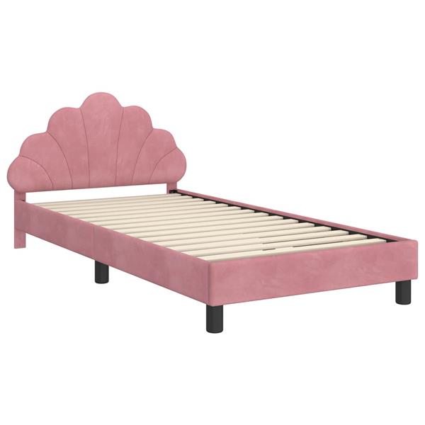 Grote foto vidaxl bedframe voor kinderen met hoofdbord roze 90 x 200 cm fluweel antiek en kunst stoelen en banken
