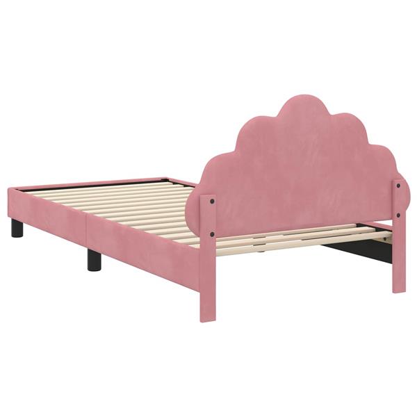 Grote foto vidaxl bedframe voor kinderen met hoofdbord roze 90 x 200 cm fluweel antiek en kunst stoelen en banken