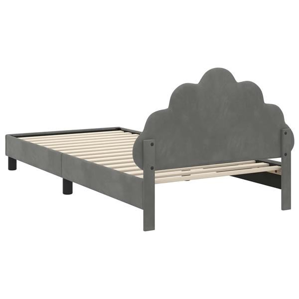 Grote foto vidaxl bedframe voor kinderen met hoofdbord donkergrijs 90 x 200 cm antiek en kunst stoelen en banken