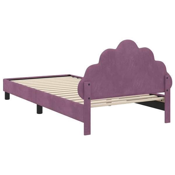 Grote foto vidaxl bedframe voor kinderen met hoofdbord paars 90 x 190 cm fluweel antiek en kunst stoelen en banken