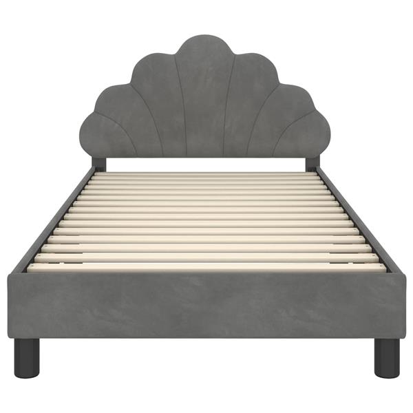 Grote foto vidaxl bedframe voor kinderen met hoofdbord donkergrijs 90 x 190 cm antiek en kunst stoelen en banken