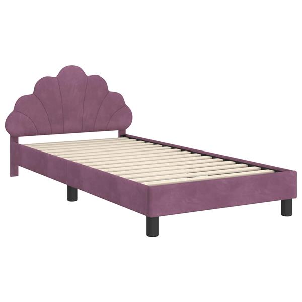 Grote foto vidaxl bedframe voor kinderen met hoofdbord paars 80 x 200 cm fluweel antiek en kunst stoelen en banken