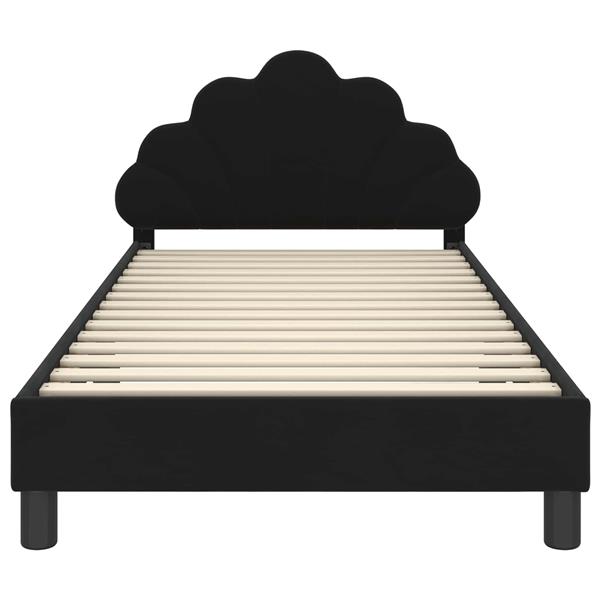 Grote foto vidaxl bedframe voor kinderen met hoofdbord zwart 80 x 200 cm fluweel antiek en kunst stoelen en banken