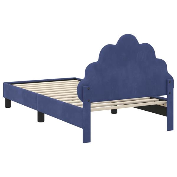 Grote foto vidaxl bedframe voor kinderen met hoofdbord politieblauw 80 x 160 cm antiek en kunst stoelen en banken