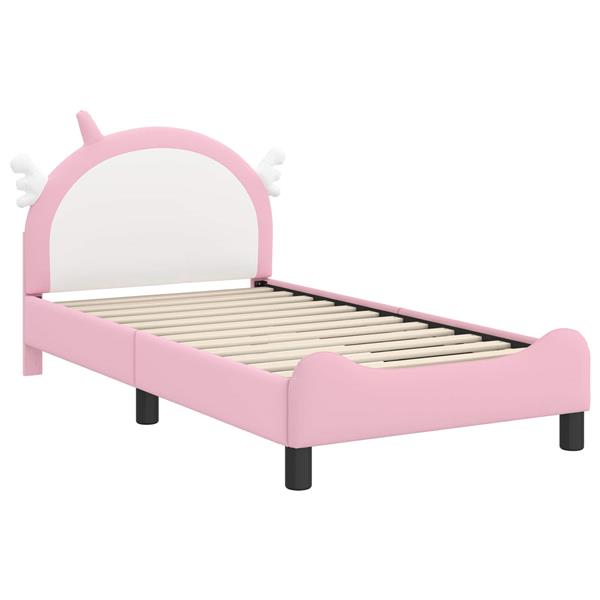 Grote foto vidaxl bedframe voor kinderen met hoofdbord roze 80 x 160 cm pu antiek en kunst stoelen en banken