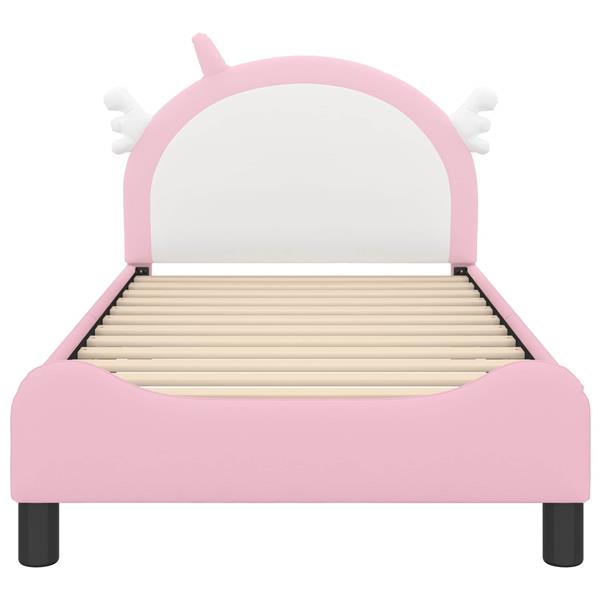 Grote foto vidaxl bedframe voor kinderen met hoofdbord roze 80 x 160 cm pu antiek en kunst stoelen en banken
