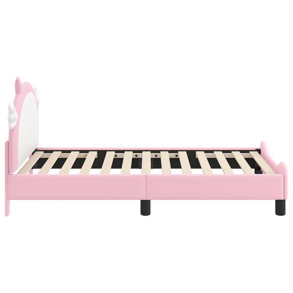 Grote foto vidaxl bedframe voor kinderen met hoofdbord roze 80 x 160 cm pu antiek en kunst stoelen en banken