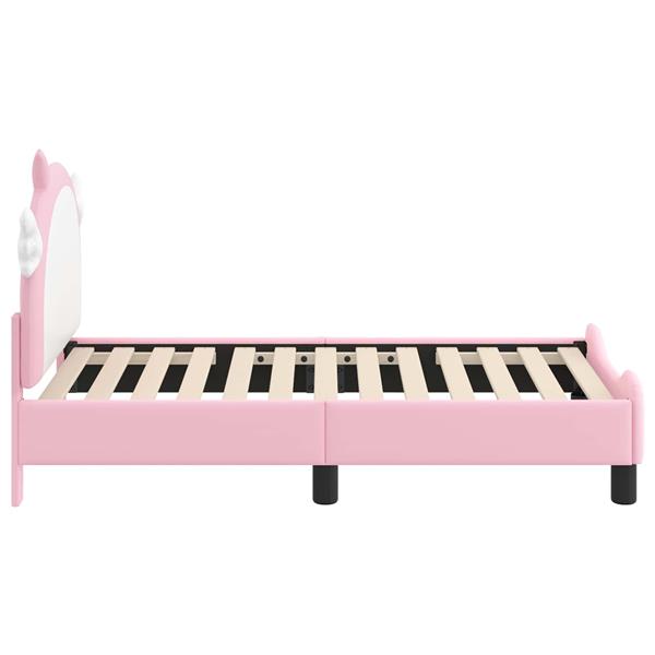 Grote foto vidaxl peuterbedframe met hoofdbord met hoofdeinde roze 70 x 140 cm pu antiek en kunst stoelen en banken