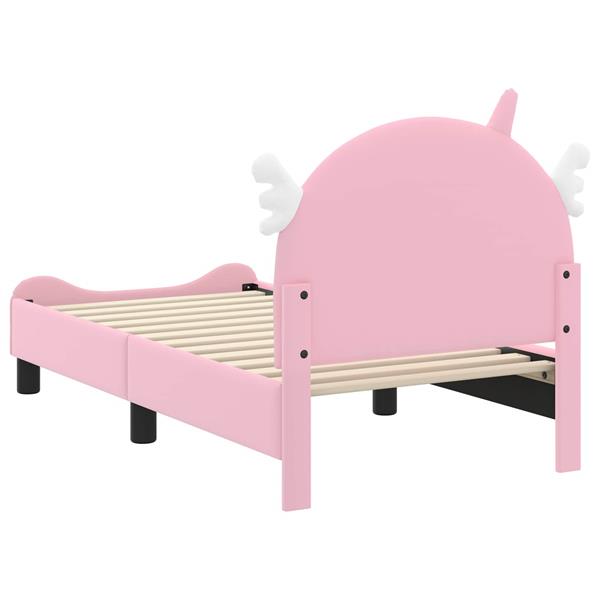 Grote foto vidaxl peuterbedframe met hoofdbord met hoofdeinde roze 70 x 140 cm pu antiek en kunst stoelen en banken