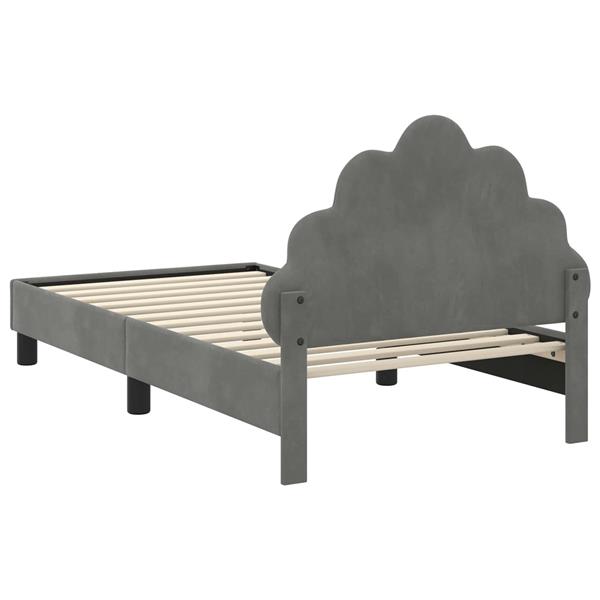 Grote foto vidaxl bedframe voor kinderen met hoofdbord donkergrijs 80 x 160 cm antiek en kunst stoelen en banken