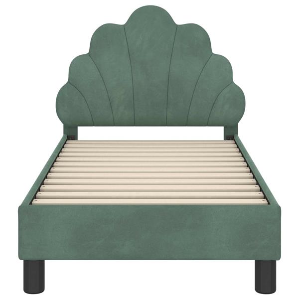 Grote foto vidaxl peuterbedframe met hoofdbord zeegroen 70 x 140 cm fluweel antiek en kunst stoelen en banken