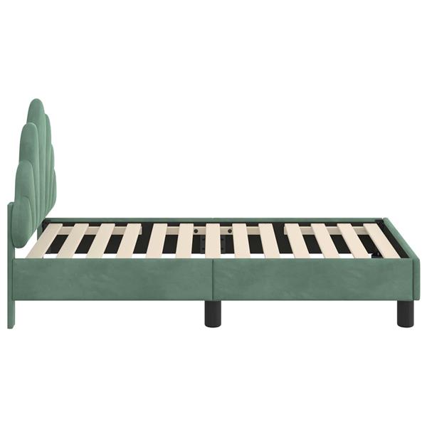 Grote foto vidaxl peuterbedframe met hoofdbord zeegroen 70 x 140 cm fluweel antiek en kunst stoelen en banken