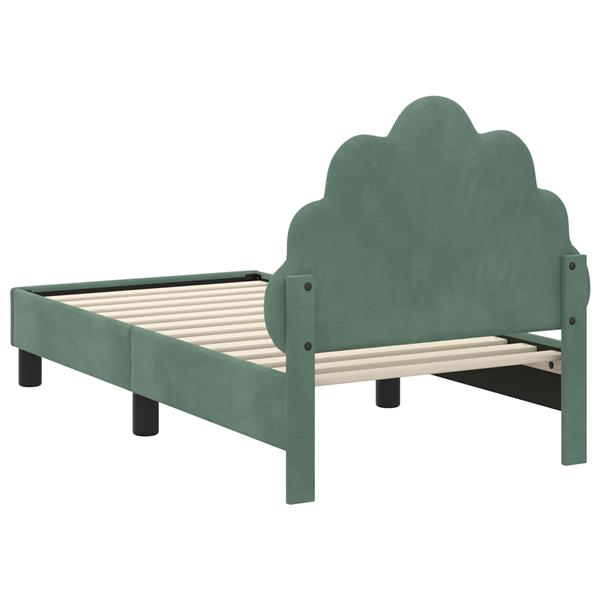 Grote foto vidaxl peuterbedframe met hoofdbord zeegroen 70 x 140 cm fluweel antiek en kunst stoelen en banken