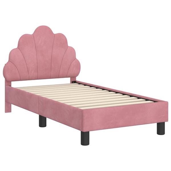 Grote foto vidaxl peuterbedframe met hoofdbord roze 70 x 140 cm fluweel antiek en kunst stoelen en banken