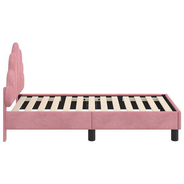 Grote foto vidaxl peuterbedframe met hoofdbord roze 70 x 140 cm fluweel antiek en kunst stoelen en banken