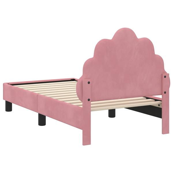 Grote foto vidaxl peuterbedframe met hoofdbord roze 70 x 140 cm fluweel antiek en kunst stoelen en banken