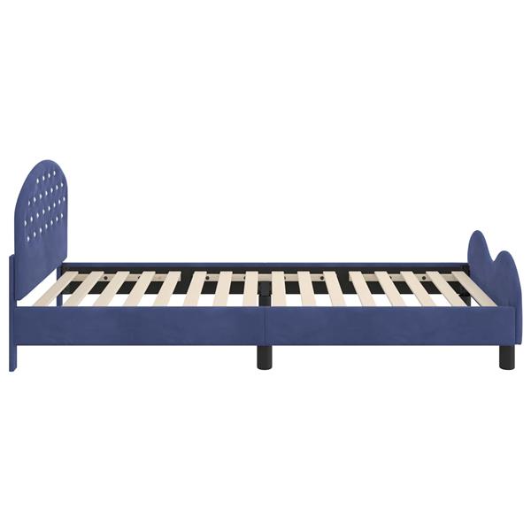 Grote foto vidaxl bedframe voor kinderen met hoofdbord politieblauw 90 x 200 cm antiek en kunst stoelen en banken